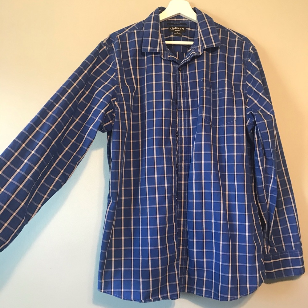 Mens XL blue plaid long sleve shirt